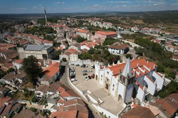 Aerial view of St. Vincent church in Abrantes, Portugal