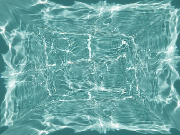istock Defocus blurred transparent blue colored clear calm water surface texture with splashes and bubble. Trendy abstract nature background. Water wave in sunlight with copy space. Blue watercolor texture 1415765687