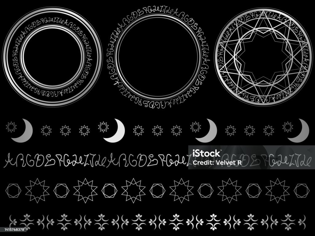 Magic Circle Deko Set Stock Vektor Art und mehr Bilder von Zauberer