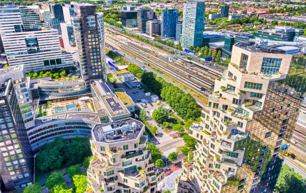 modern tower block in Amsterdam the Netherlands on the zuidas stock photo