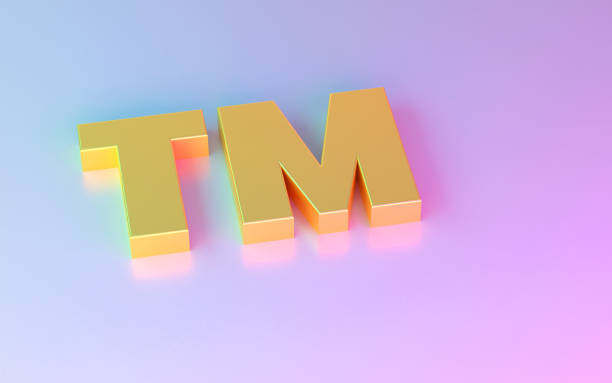 Gold colored Trademark Symbol on colorful background. Icon set template for your design.