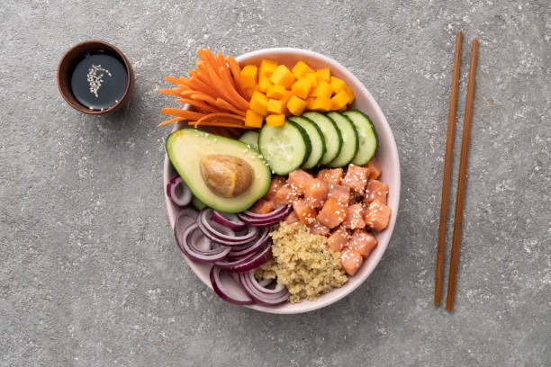 istock Poke bowl Quinoa with salmon and vegetables 1415776757
