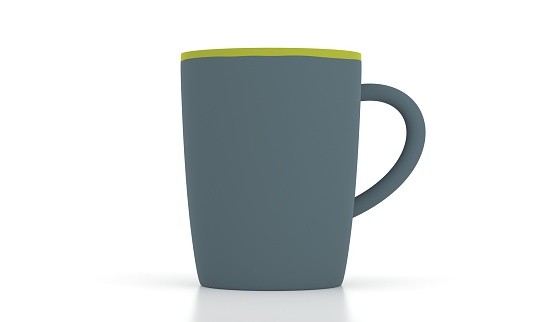 Yellow And Gray Colored Mug On White Background