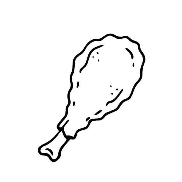 ilustrações de stock, clip art, desenhos animados e ícones de crispy fried chicken leg illustration on isolated white background - barbecue chicken illustrations