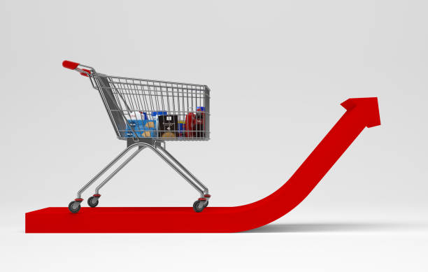 istock shopping cart with increasing inflation - 3D illustration 1415779884