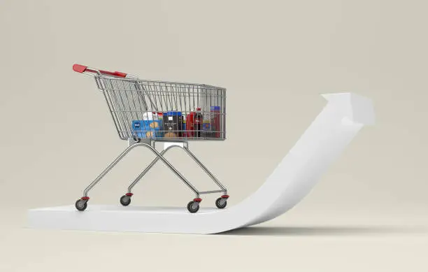 shopping cart with increasing inflation