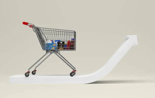shopping cart with increasing inflation