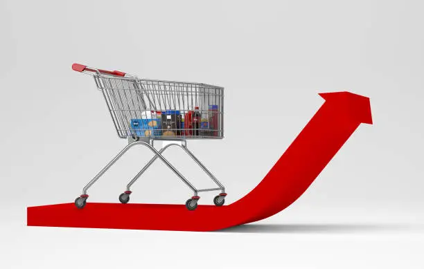 shopping cart with increasing inflation