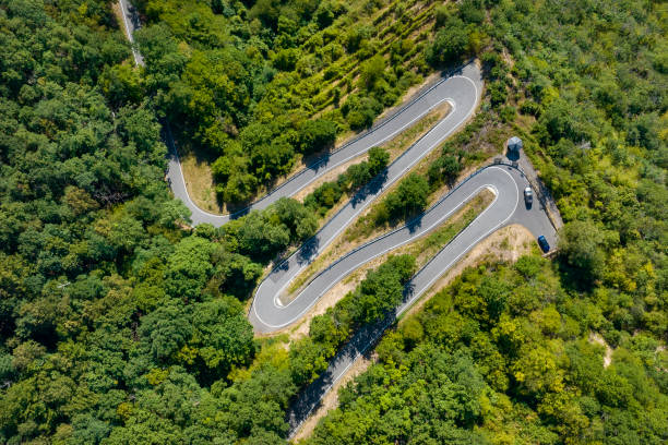 istock Serpentine mountain road - aerial view 1415780699