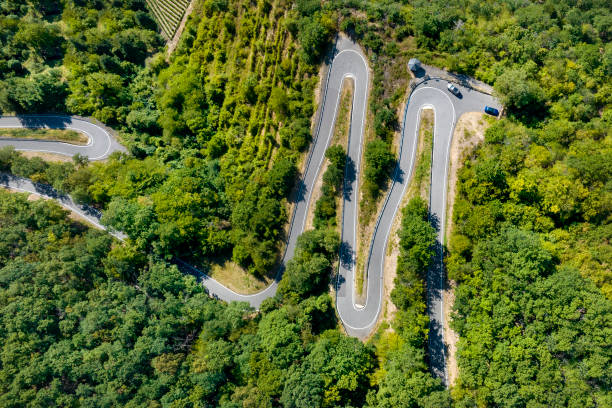 istock Serpentine mountain road - aerial view 1415780743