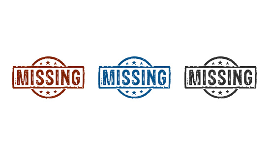 Missing stamp icons in few color versions. Disappeared warning concept 3D rendering illustration.