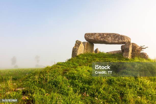 Stone Age Passage Grave On A Hill With Mist Stock Photo - Download Image Now - Ancient, Ancient Civilization, Ancient History