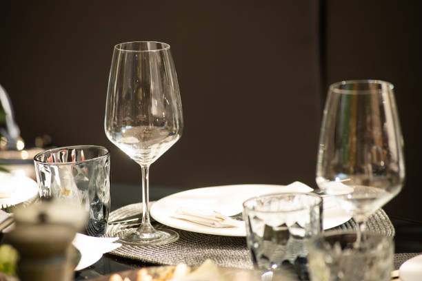 istock Served table. Restaurant. Outdoor party preparing. Wedding 1415787094