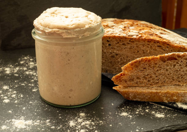 istock Sourdough homemade rye starter in glass 1415787917