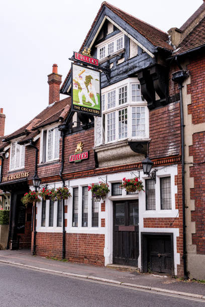 Traditional Engllish Pub With No People Dorking, Surrey Hills, London UK, June 30 2022, Traditional Engllish Pub With No People surrey hotel southeast england england stock pictures, royalty-free photos & images