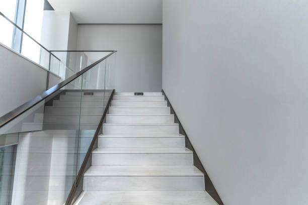 stairs inside the house - black ladder white staircase imagens e fotografias de stock