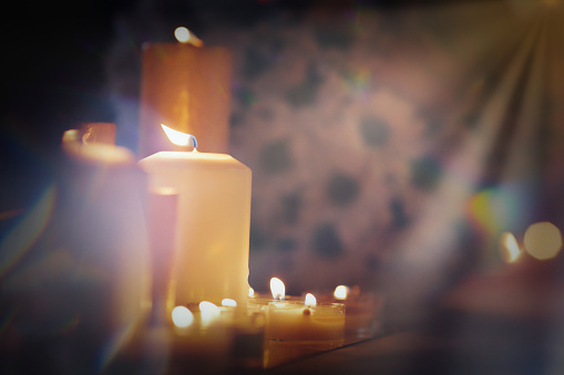 Festive candles and mistic light