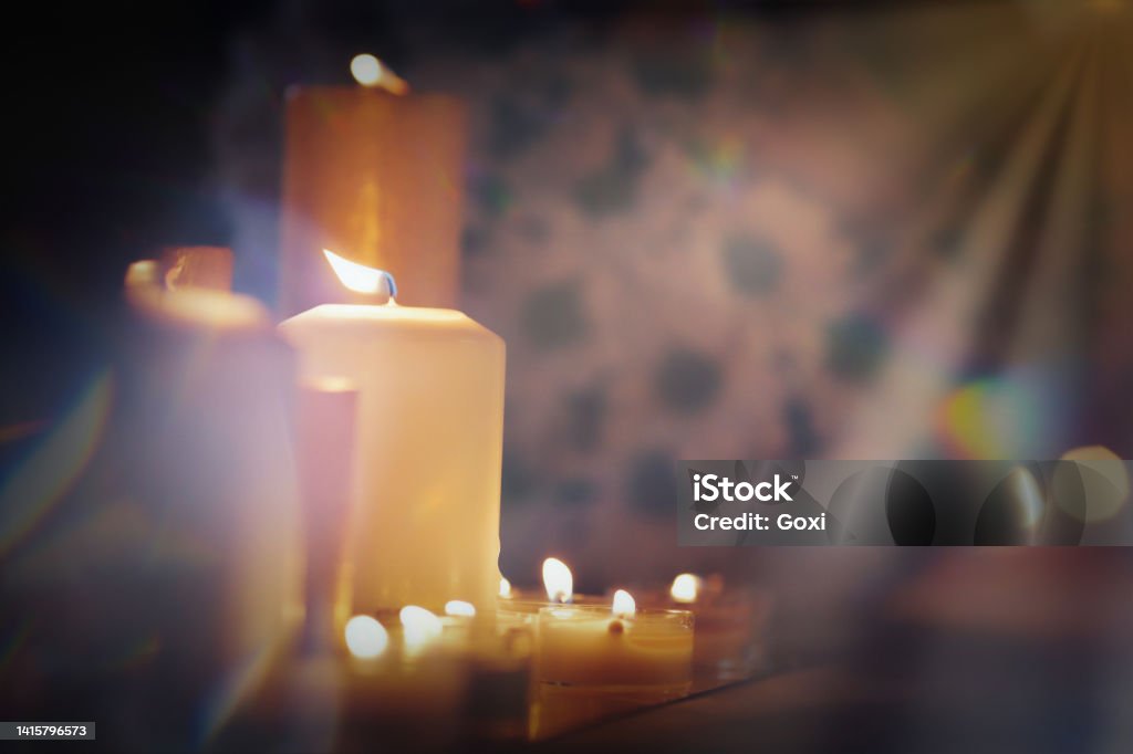 Festive candles Festive candles and mistic light Candle Stock Photo