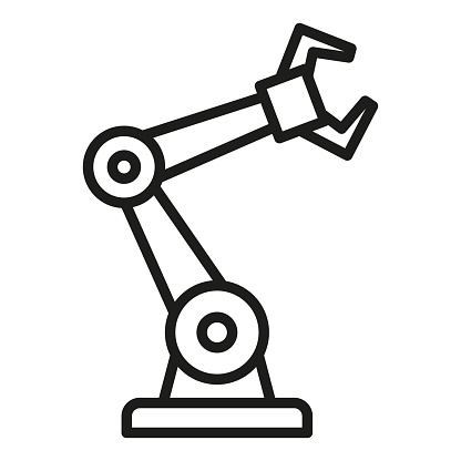 Robotic arm or Mechanical arm icon. Thin linear robot arm vector illustration
