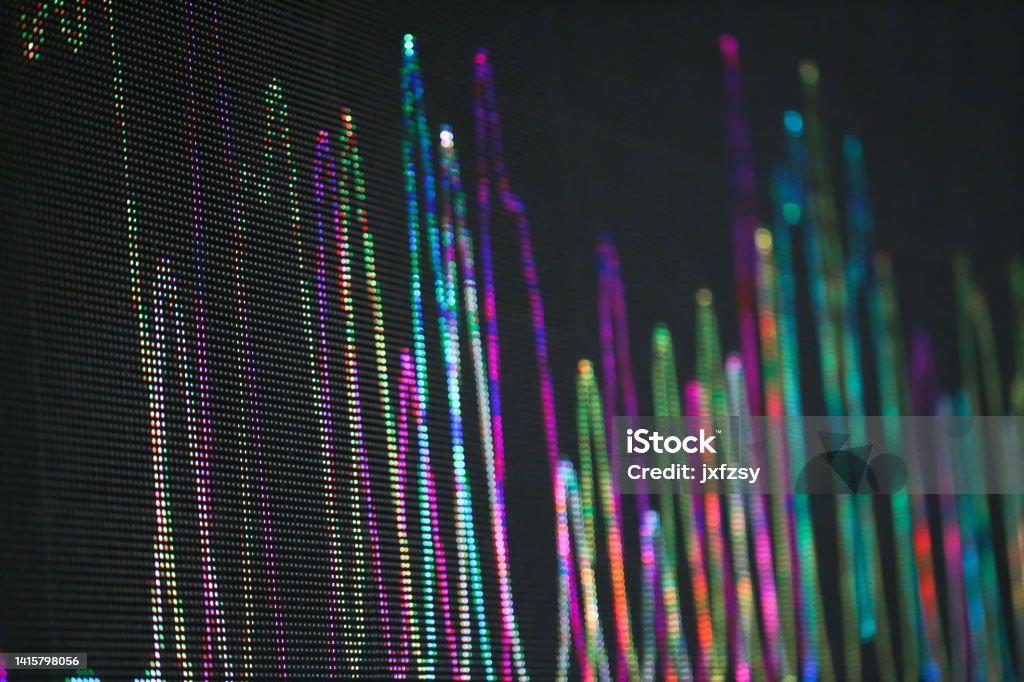 Led Dna Background Large Led Screen With Dna Sequence Spectrum Stock Photo - Download ...