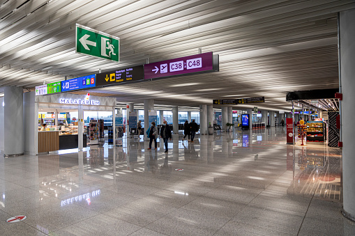 Palma de Mallorca, Spain. Inside the Palma de Mallorca Airport (PMI), also known as Son Sant Joan Airport