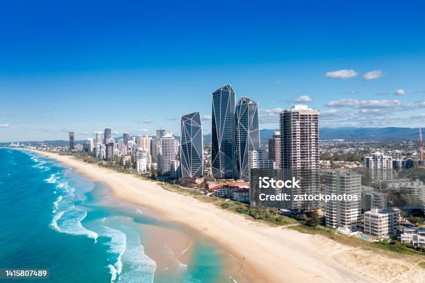 Aerial View Of The Stunning Gold Coast Skyline Stock Photo - Download Image Now - Gold Coast - Queensland, Australia, Urban Skyline