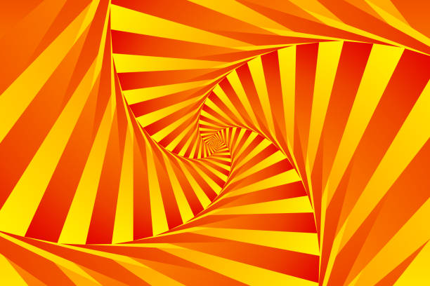 istock Abstract hyptonic spiral pattern of unusual gradient striped orange, red, yellow geometric square shapes. Abstract background. It could be used as wallpaper, poster, billboard. 1415809344
