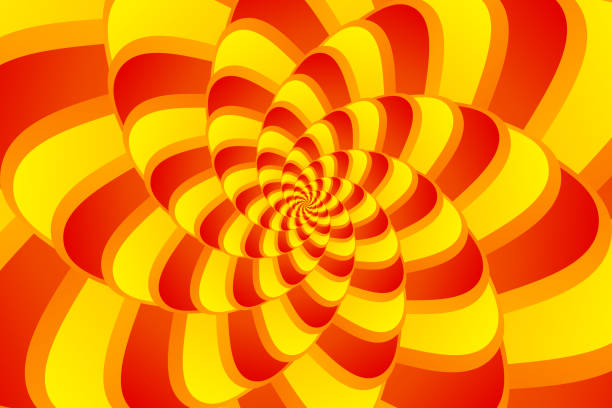 istock Abstract hyptonic spiral pattern of unusual gradient striped orange, red, yellow geometric shapes. Abstract background. It could be used as wallpaper, poster, billboard. 1415809522