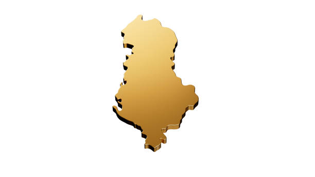 istock Albania gold exclusive map isolated on white background 3d illustration 1415811015