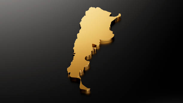 istock Argentina gold map on black background 3d illustration 1415811075