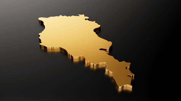 istock Armenia exclusive gold map on black background 3d illustration 1415811098
