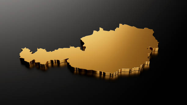 istock Austria exclusive gold map on black background 3d illustration 1415811122