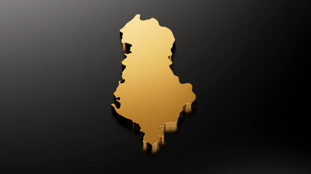 istock Albania gold exclusive map on black background 3d illustration 1415811178