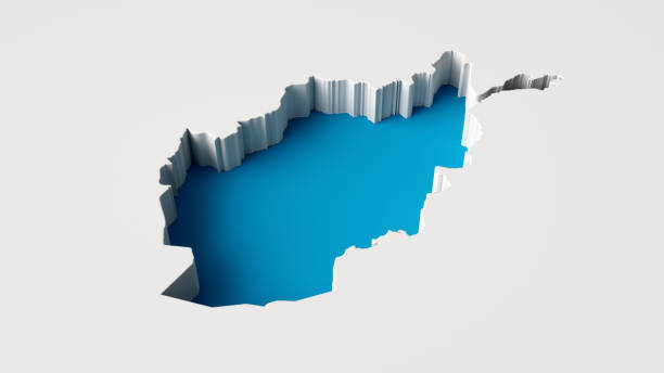 istock 3d illustration of Afghanistan Map 3d inner extrude map Sea Depth with inner shadow. 1415811204