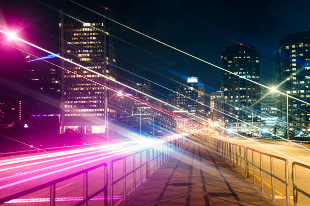 istock Motion blur of business district office buildings 1415812344