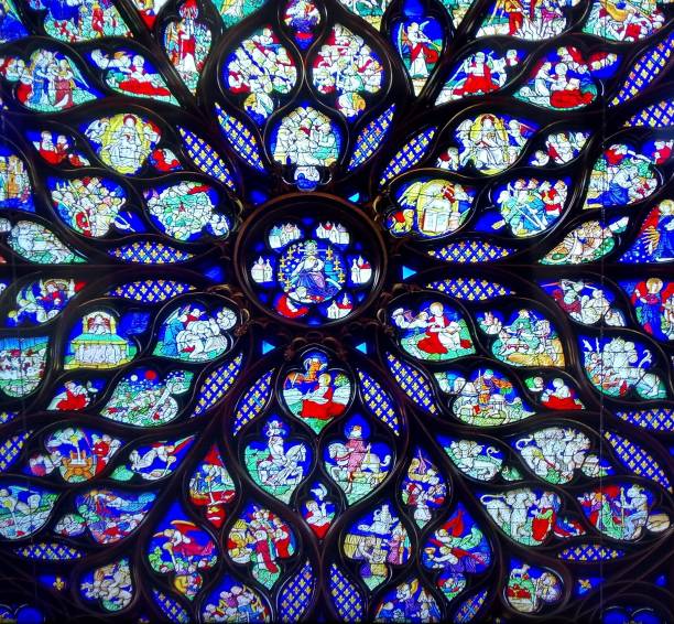Stained glass window of the Holy Chapel, Paris, France Stained glass window of the Holy Chapel, Paris, France sainte chapelle stock pictures, royalty-free photos & images