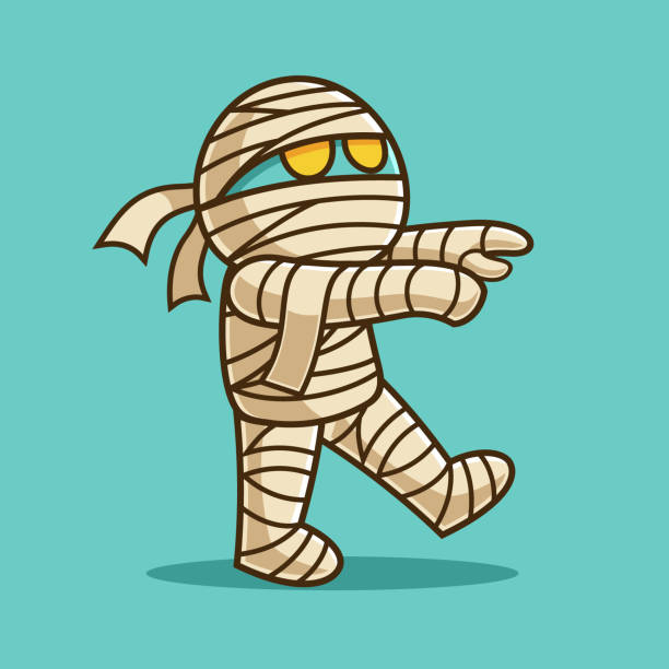 Scary Walking Mummy Cartoon Character Scary Walking Mummy Cartoon Character mummified stock illustrations