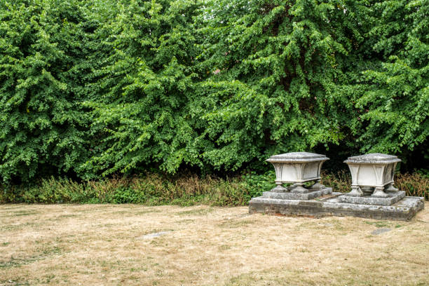 Dorking, Surrey Hills, London UK, June 30 2022, Two Raised Syone Tombs In A Church Graveyard Or Cemetery