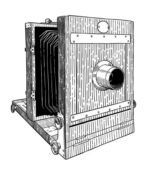 Vector illustration of Vector drawing of an old camera
