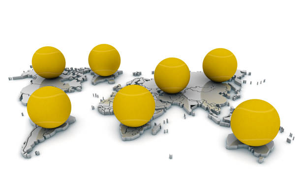 istock Tennis Balls on World Map 1415825737