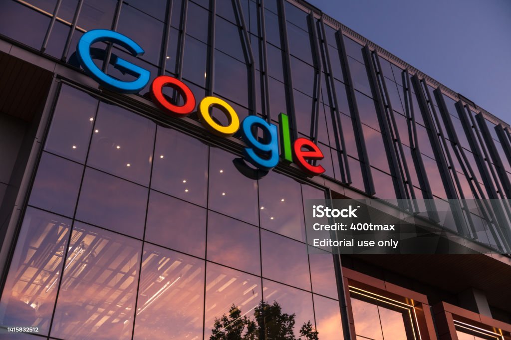Tech Seattle, USA - Jul 24, 2022: The South Lake Union Google Headquarter entrance at sunset. Logo Stock Photo Tech Seattle, USA - Jul 24, 2022: The South Lake Union Google Headquarter entrance at sunset. Logo Stock Photo