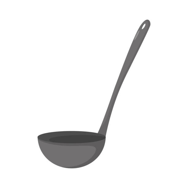 symbol für küchenpfanne. küchenutensilien. - kelle stock-grafiken, -clipart, -cartoons und -symbole