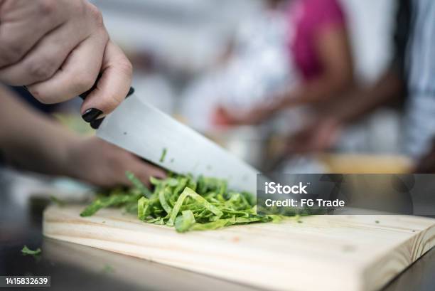 Female Hands Chopping Green Cabbage Stock Photo - Download Image Now - Adults Only, Brazil, Brazilian Ethnicity