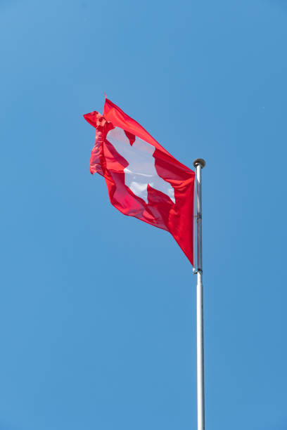 istock Waving swiss flag in Truebbach in Switzerland 1415832897