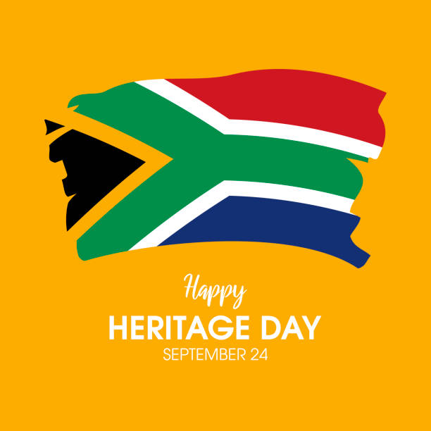 Happy Heritage Day South Africa vector Abstract paintbrush grunge Flag of South Africa icon. September 24. Important day social history stock illustrations