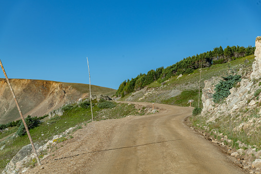 Old Fall River Road to top of trail ridge road in Rocky Mountain National Park, northern Colorado, western USA.