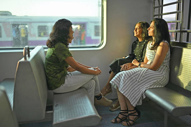 A family enjoying a train journey