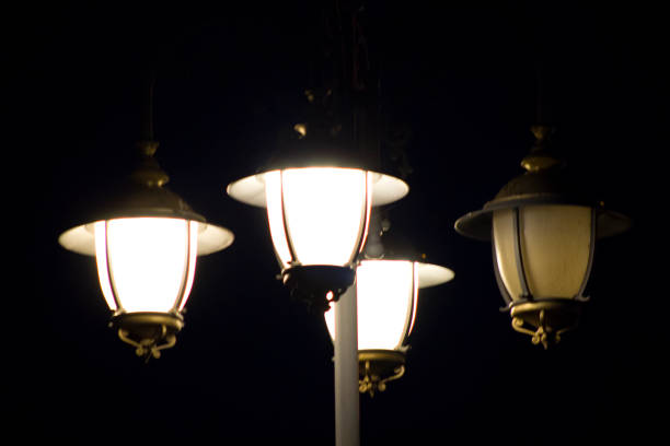 Street lamp with white light at night