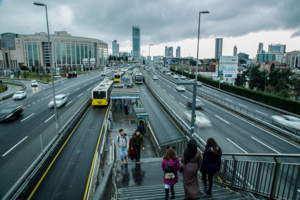 Istanbul, Turkey - 14 February 2019: Caglayan Courthouse Metrobus Station