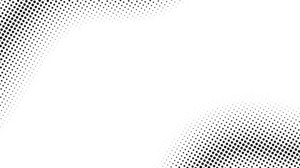 ilustraciones, imágenes clip art, dibujos animados e iconos de stock de fondo de semitono. textura de arte pop de semitono cómico. fondo de pantalla abstracto blanco y negro. fondo vectorial de ondas retro - lunares